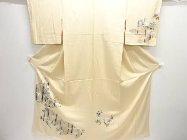 竹笹に南天模様訪問着